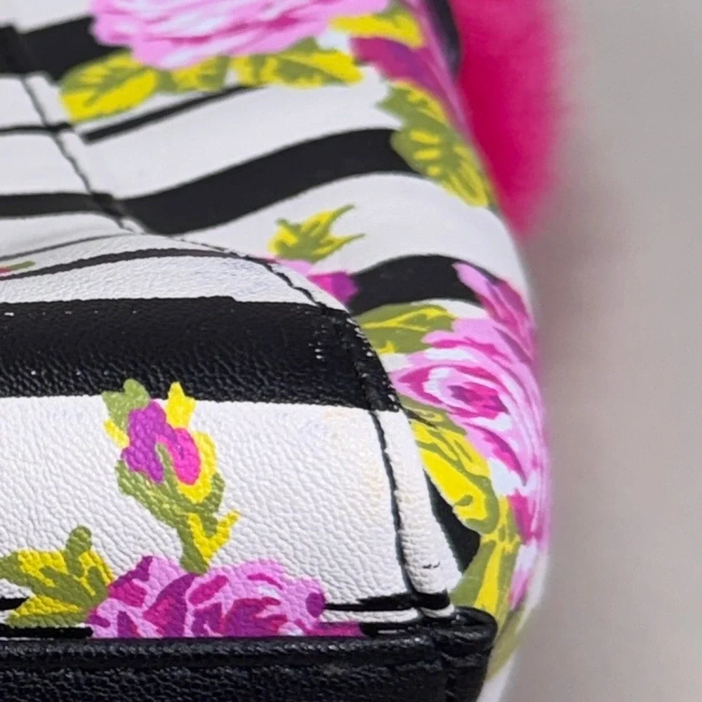 Luv Betsey by Betsey Johnson Small Floral Striped Crossbody Bag Black Pink Girly